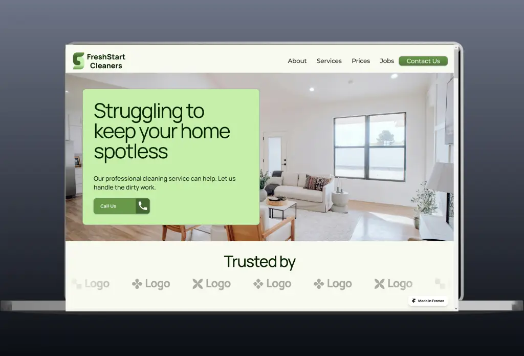 Website hero section